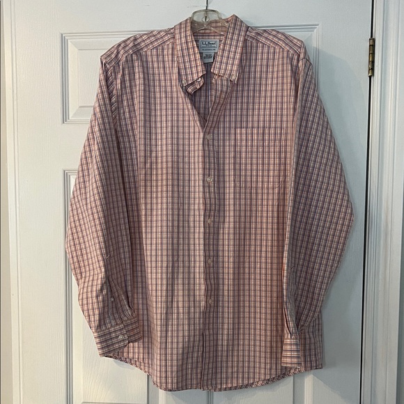 L.L. Bean Other - L.L. Bean Men's Orange and Blue Checkered Button Down Shirt